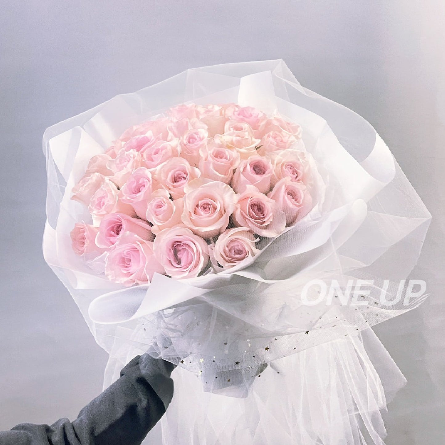 Luxury 33 fresh pink roses flower bouquet