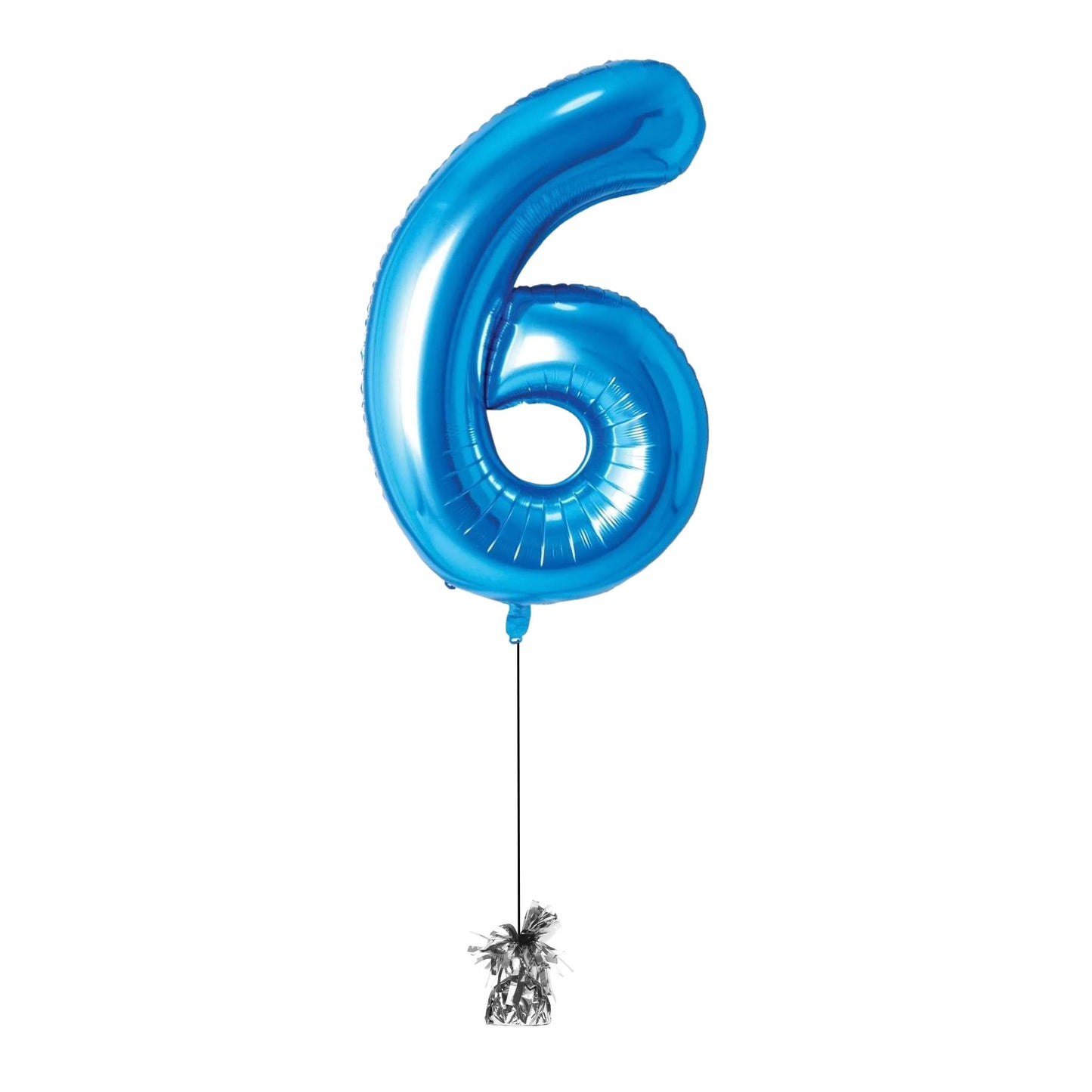 34 inch Blue Balloon Number 6 Helium filled