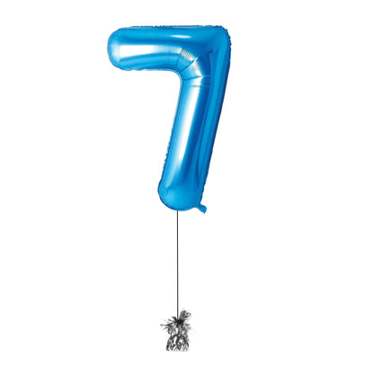 34 inch Blue Balloon Number 7 Helium filled