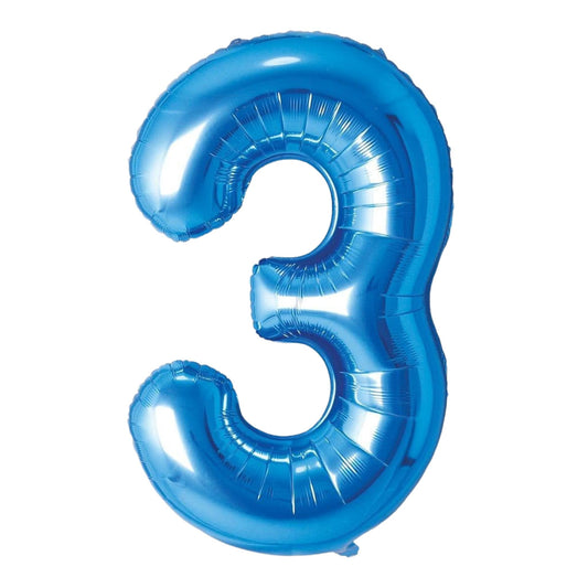 34 inch Blue Balloon Number 3 Helium filled