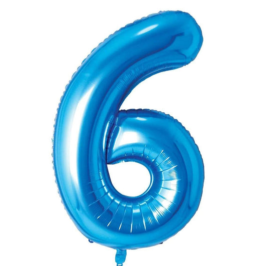 34 inch Blue Balloon Number 6 Helium filled