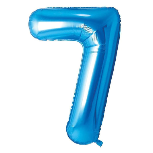 34 inch Blue Balloon Number 7 Helium filled