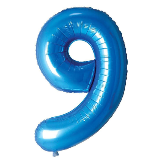34 inch Blue Balloon Number 9 Helium filled