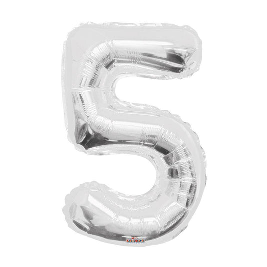 34 inch Silver Balloon Number 5 Helium filled