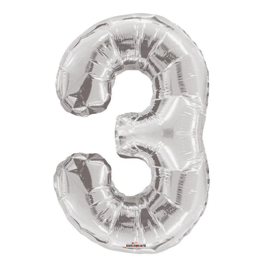 34 inch Silver Balloon Number 3 Helium filled