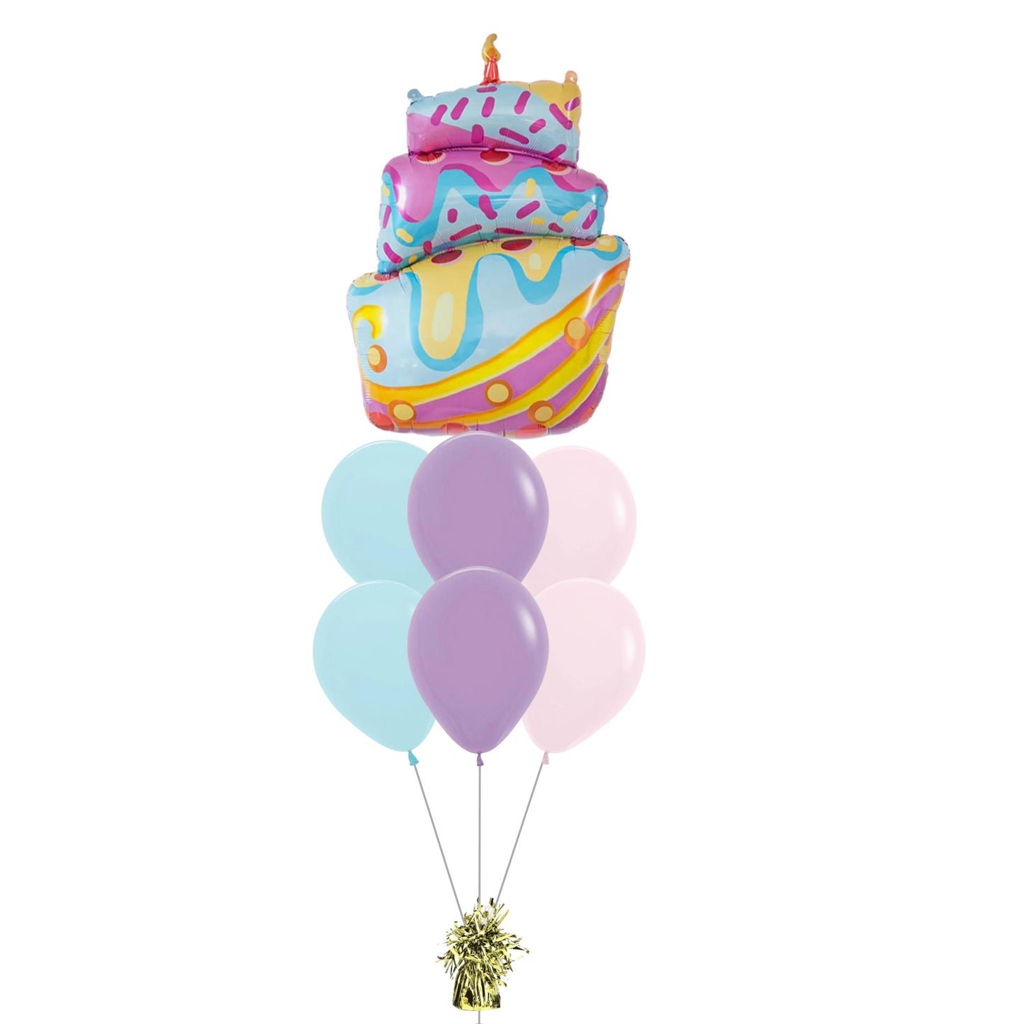 Helium filled Sprinkle Birthday Cake Foil Balloon