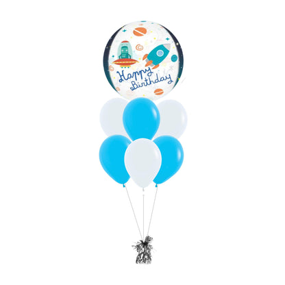 Helium filled Birthday Spaceship Orbz Foil Balloon (No tassel included)