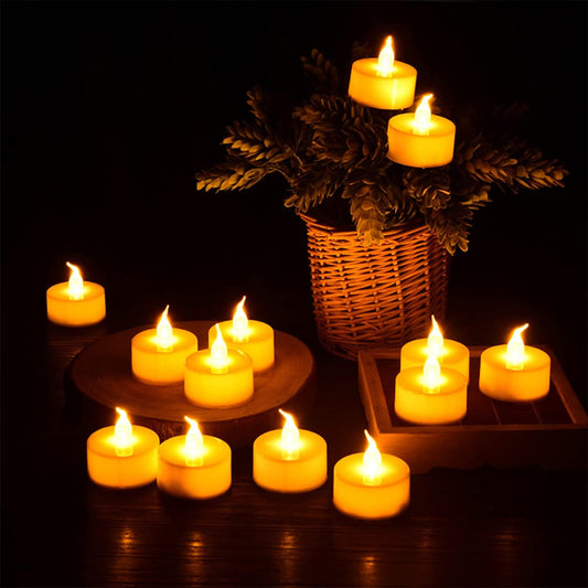 Flameless LED Tea Light Candles, Realistic, Battery Powered, Unscented LED Candles, Fake Candles, Tealights