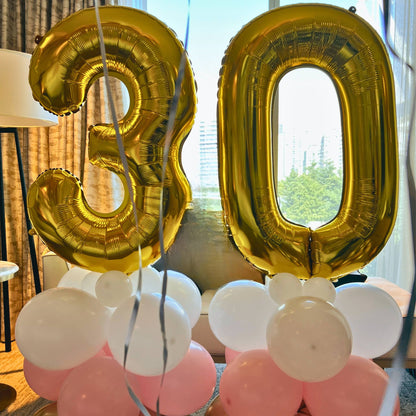 Foil Numbers with air filled balloons