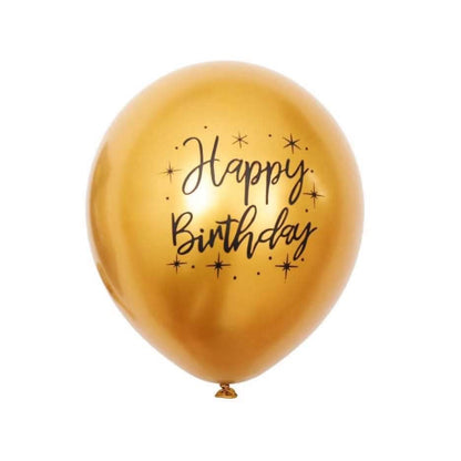 11-Inch Chrome Gold Happy Birthday Helium Balloon – Luxurious Party Accent