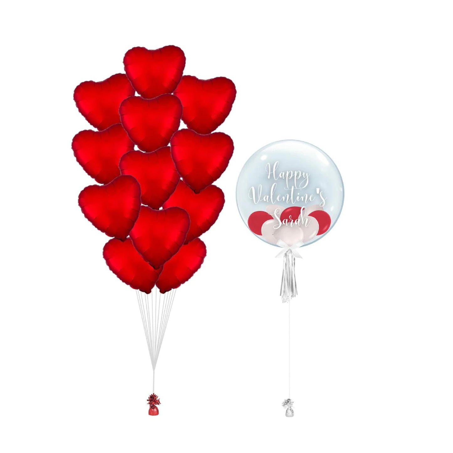 Personalized Bubble Balloon With One Dozen Hearts