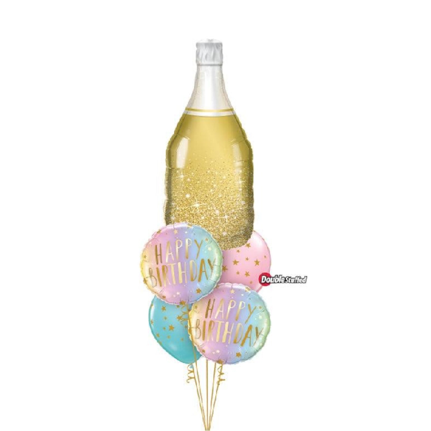 Gold Champagne Birthday Balloons Bouquet
