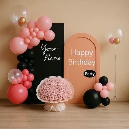 happy birthday panel backdrop with balloons