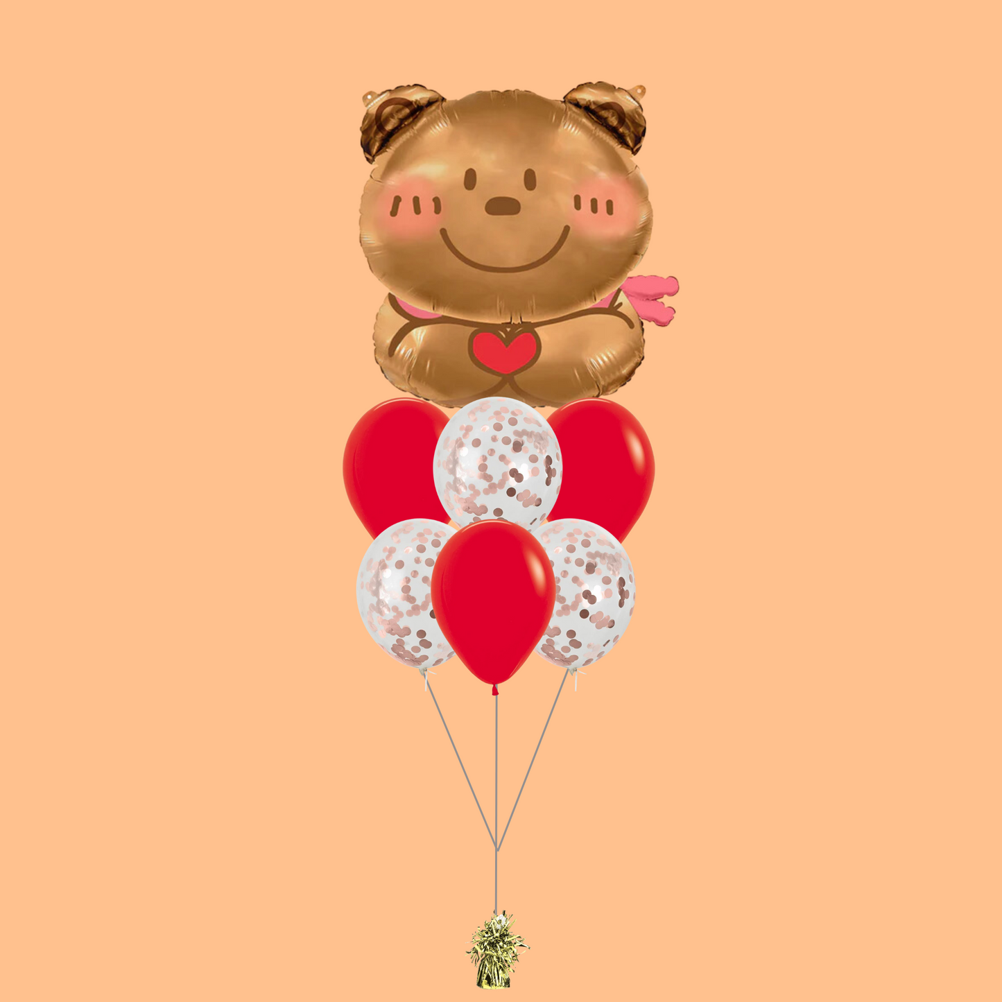 Blushing Love Teddy Bear Foil Balloon