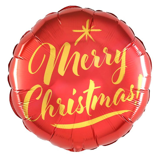 18" Red Round Merry Christmas Foil