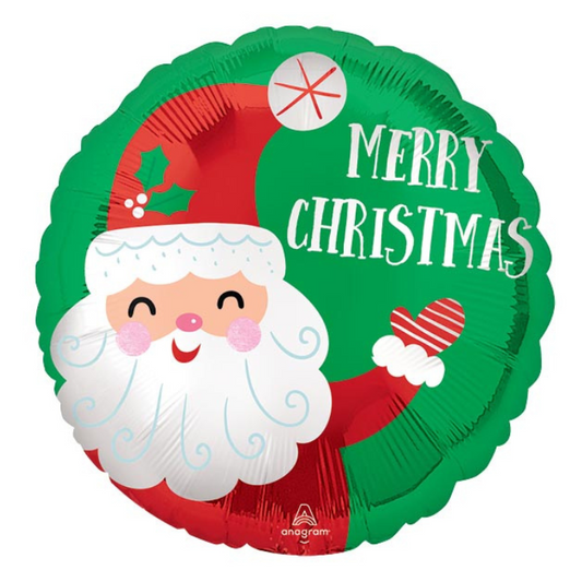 18" Green Round Merry Christmas Santa Foil