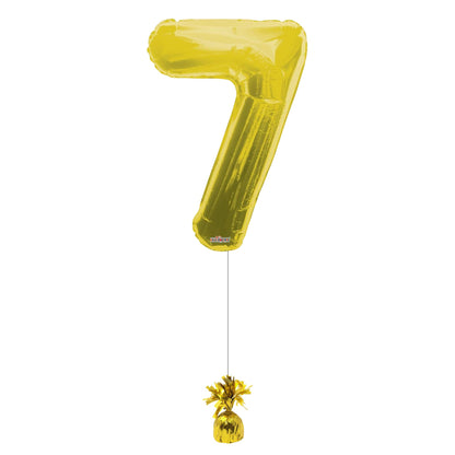 34 inch Gold Balloon Number 7 Helium filled