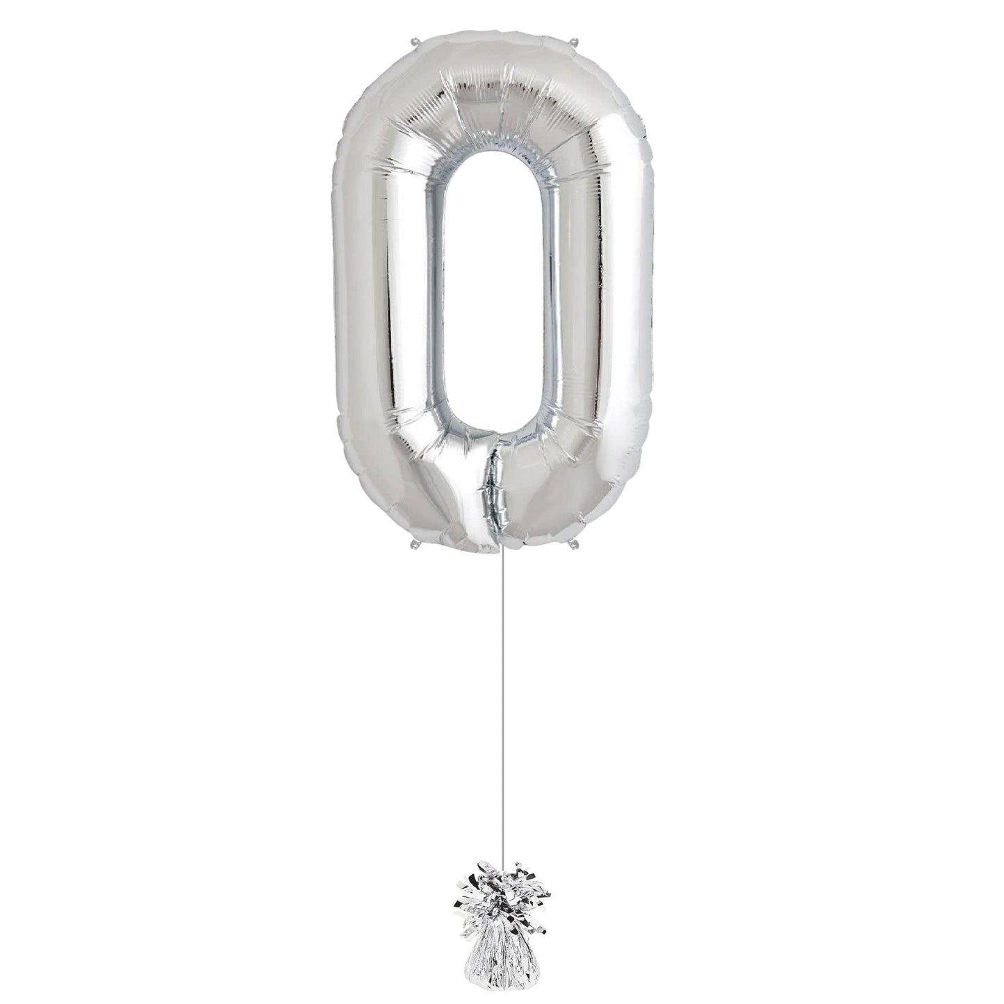34 inch Silver Balloon Number 0 Helium filled