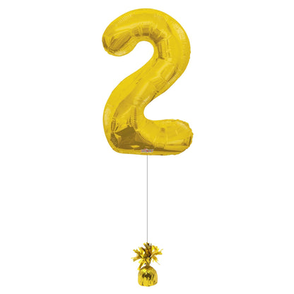 34 inch Gold Balloon Number 2 Helium filled