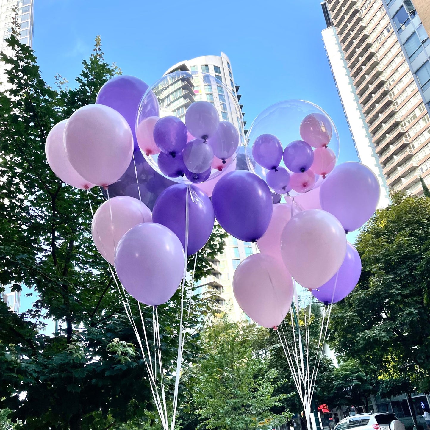 pastel purple clear bubble balloon helium balloon 