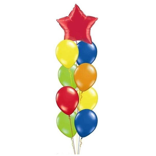 Solid Colour Star Balloon Bouquet of 9