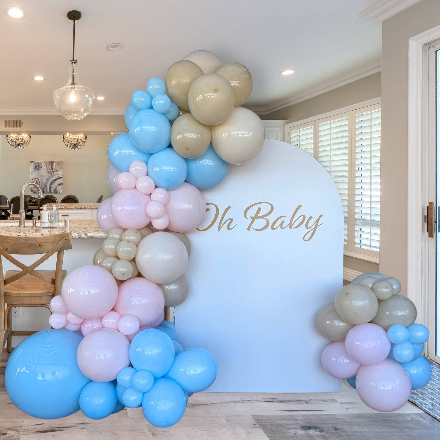 Baby Gender Reveal Pink and Blue Balloon Backdrop