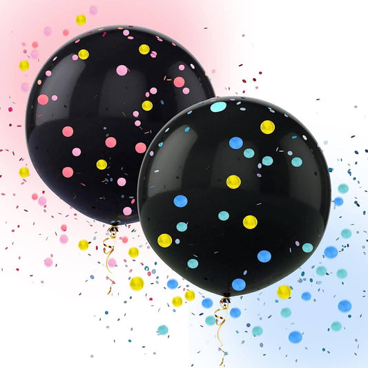 36 inch Black Helium Balloon Baby Gender Reveal Confetti