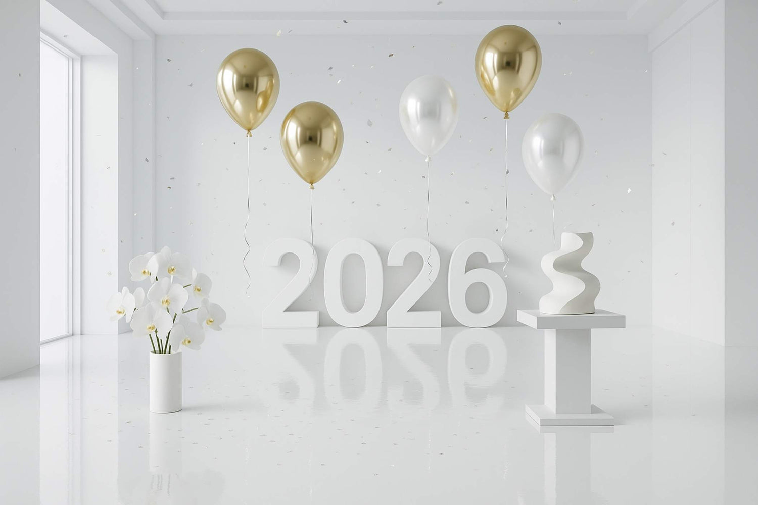 2026newyearheliumballoonsflowercake