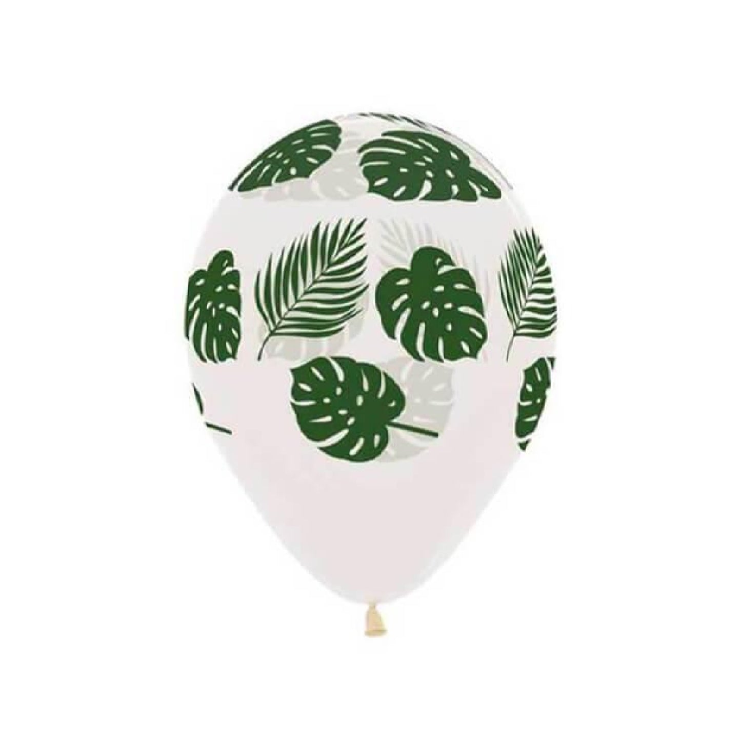 11 inch Clear with Palm Leaf Print helium filled latex balloon
