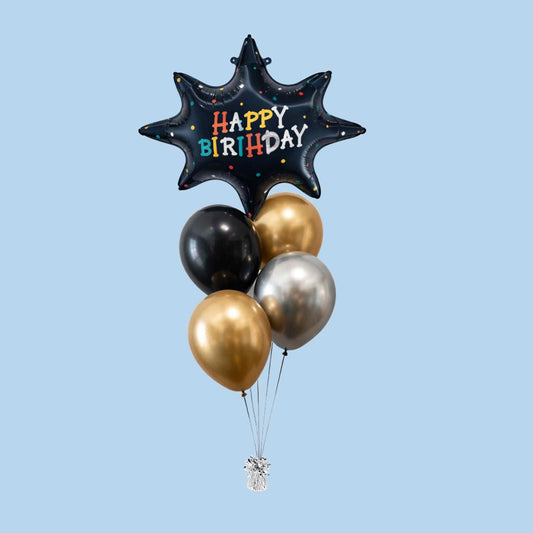 Classic Birthday Blast Simple Helium Balloon Bouquet