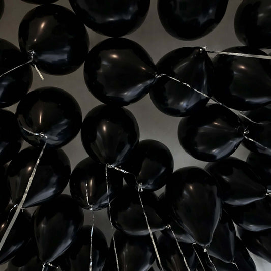 25 Solid Black Theme Helium Ceiling Balloons