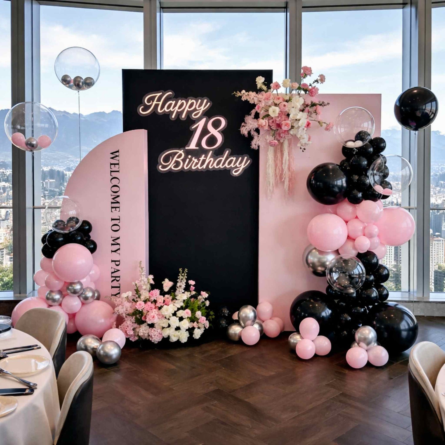 Black Is The New Pink Balloon Backdrop Set