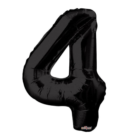 34 inch Black Balloon Number 4 Helium filled