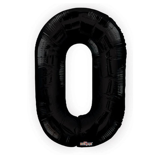 34 inch Black Balloon Number 0 Helium filled