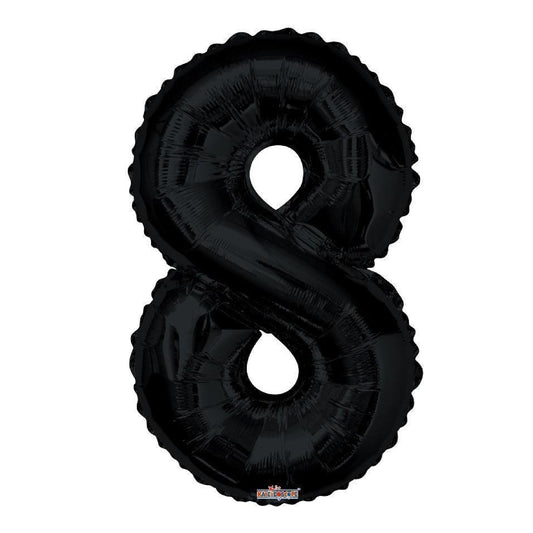 34 inch Black Balloon Number 8 Helium filled