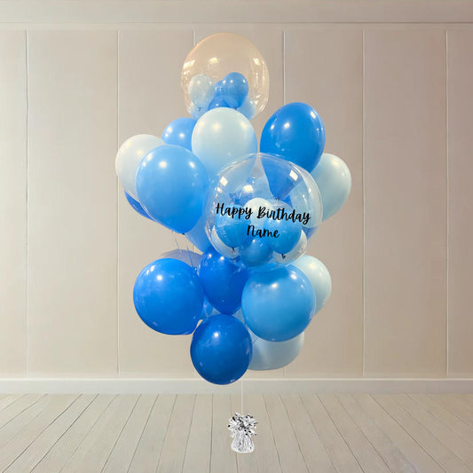 Blue Ocean Customized Name Birthday Helium Jumbo Balloon Bouquet