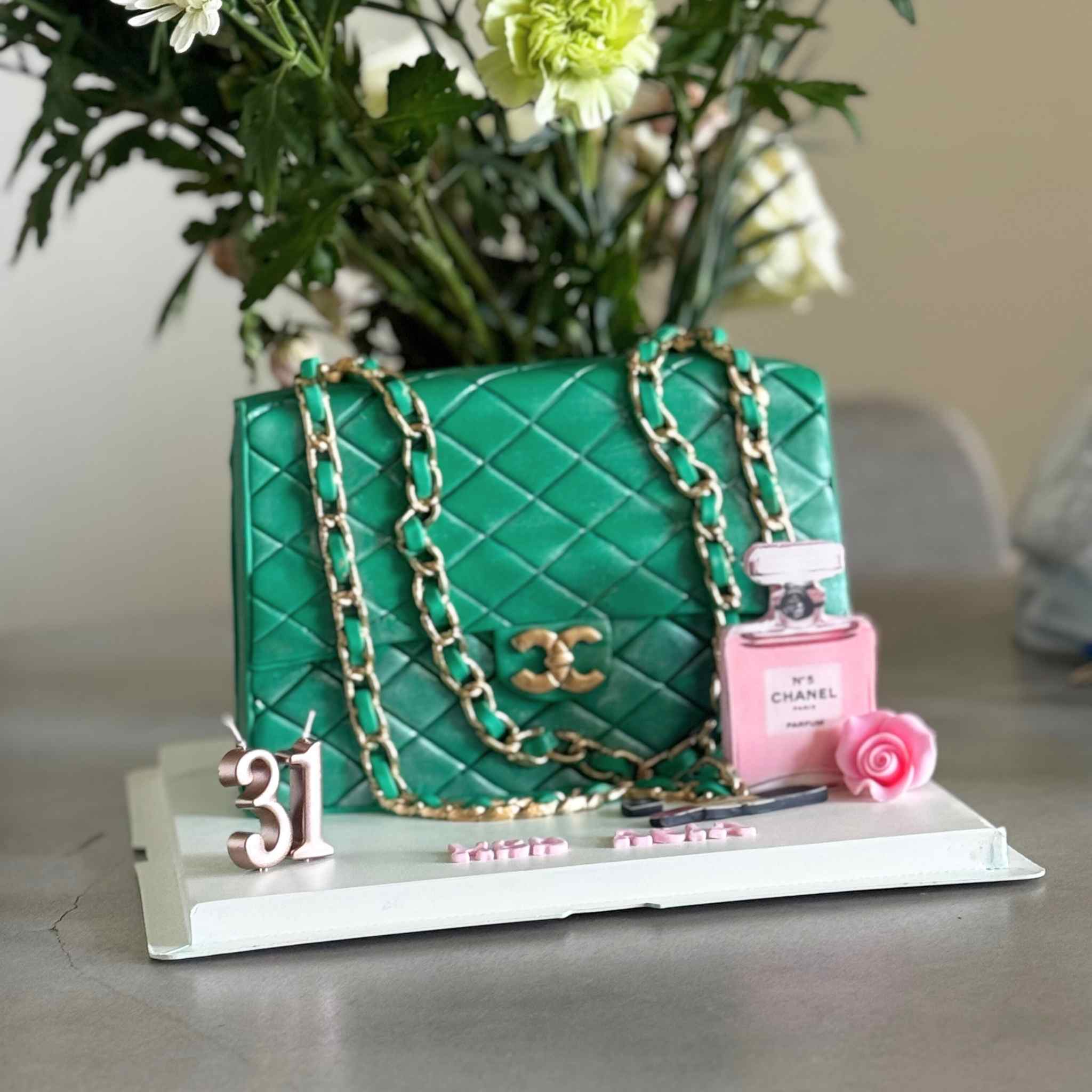 green channel bag custom luxury cake for birthday