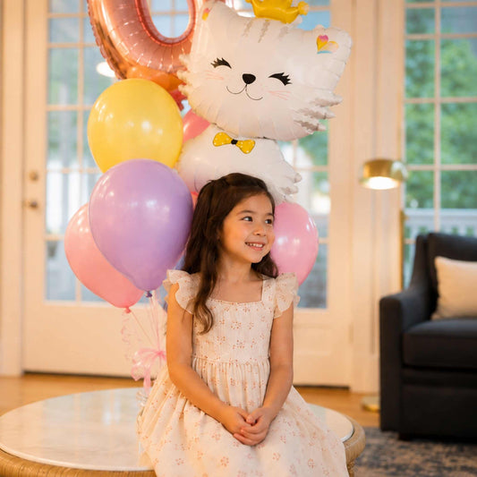 Lux Kitty Cat Pastel Birthday Balloon Bouquet