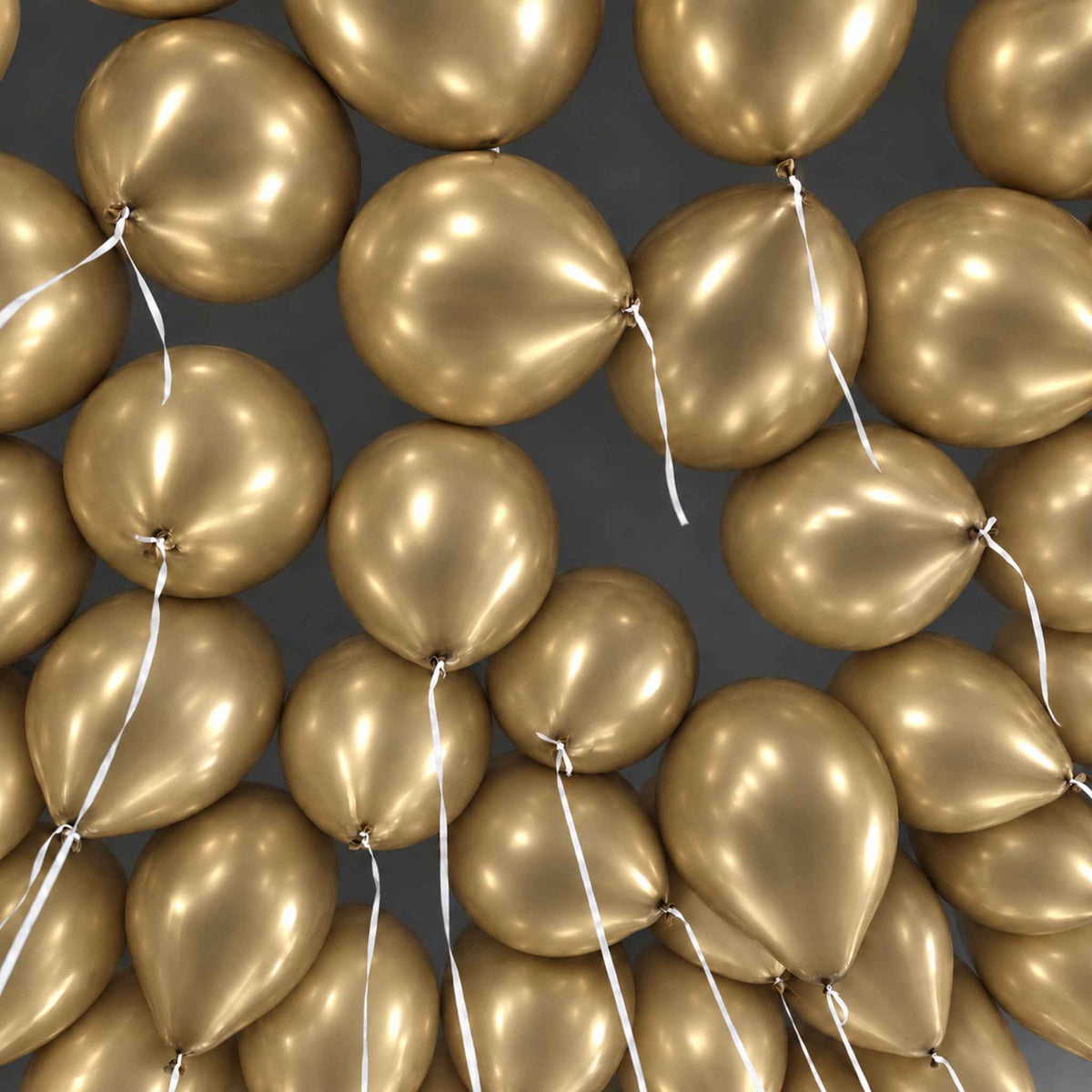 25 Chrome Gold Party Classic Helium Ceiling Balloons