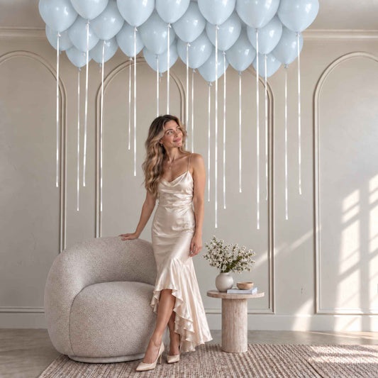 25 Pastel Baby Blue Ceiling Balloons