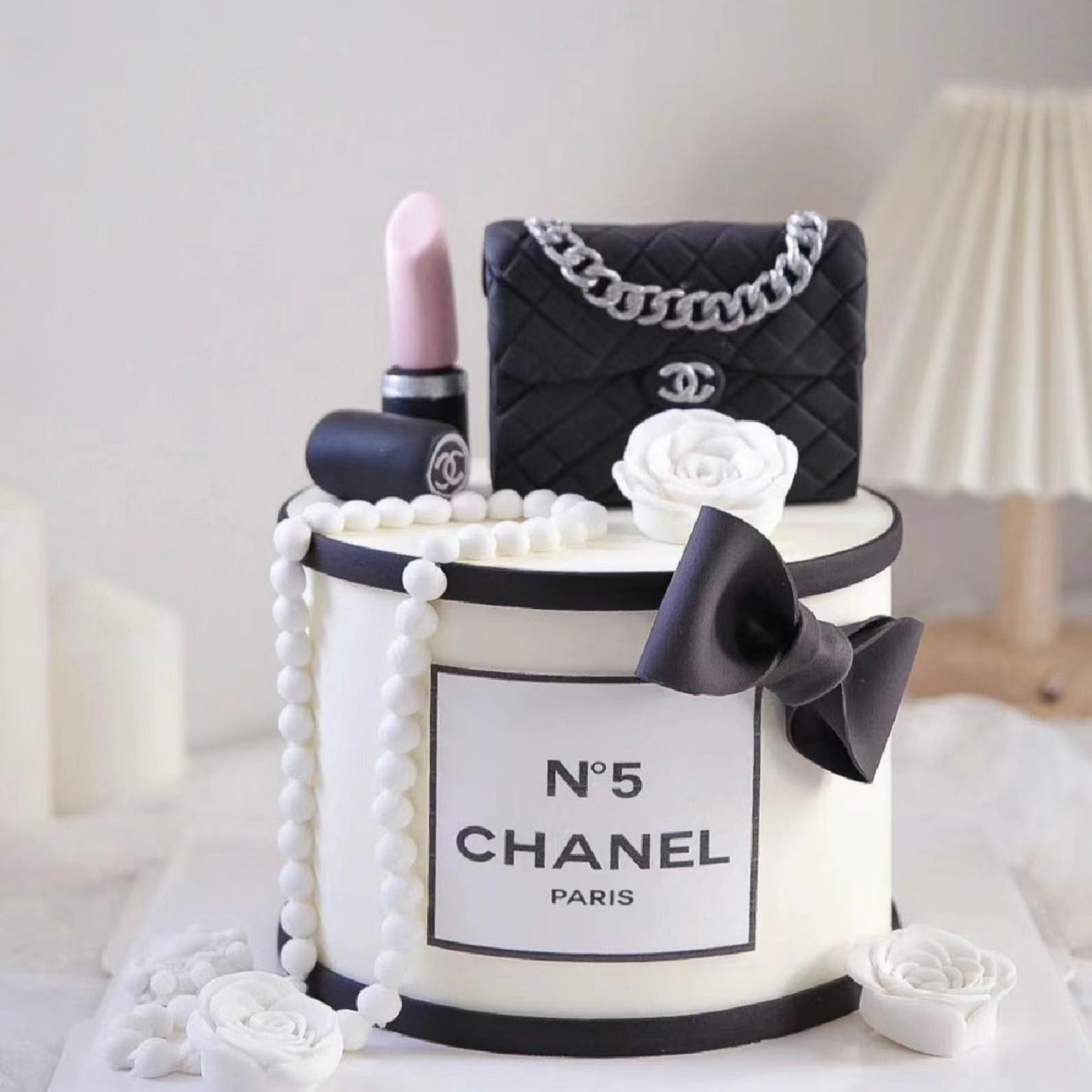 6 inch Channel Bag with makeups cake