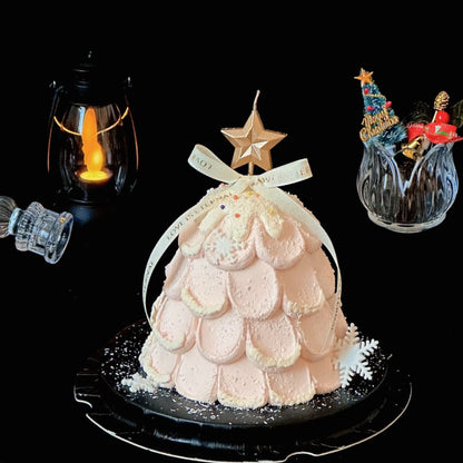 Christmas Party Favorite Fresh Pink Christmas Tree Cake