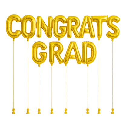 CONGRATS GRAD Jumbo Gold Helium Letter Balloon Set