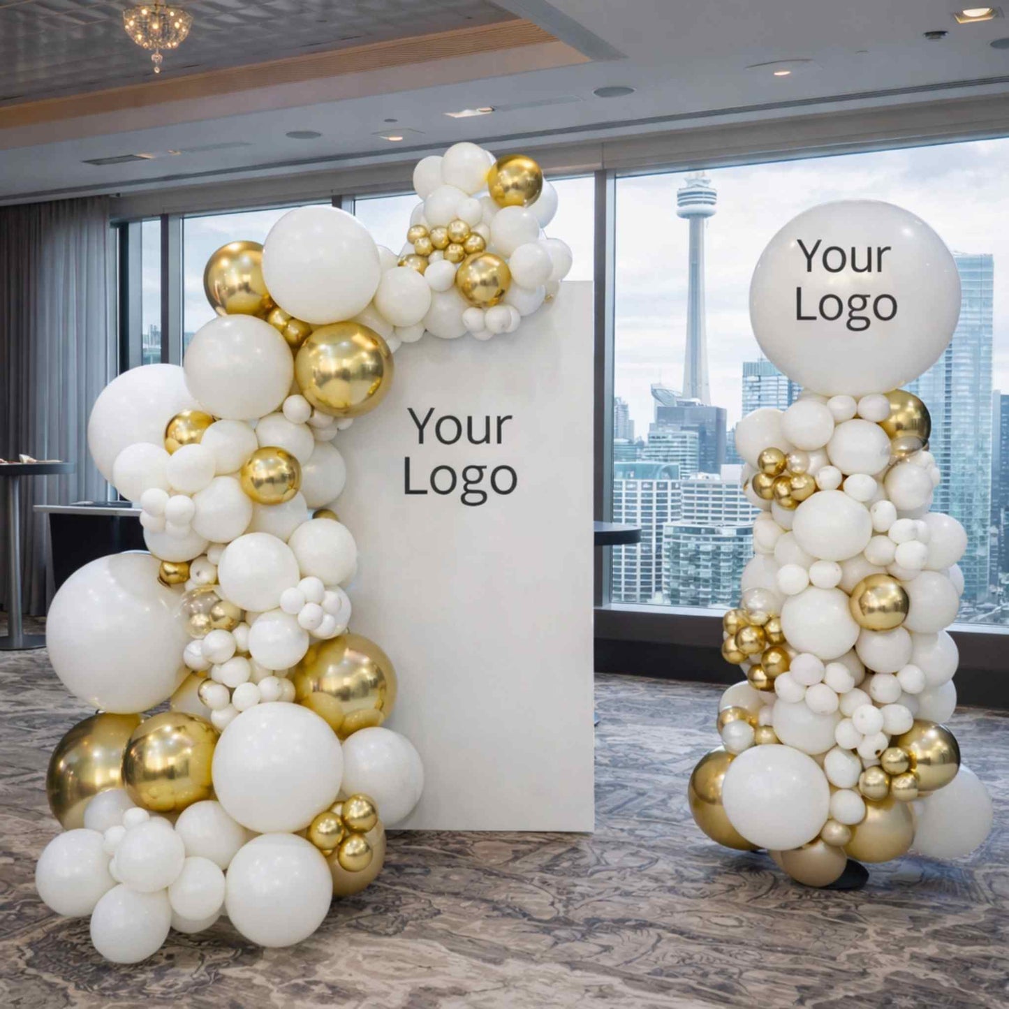 Corporate Events Customized Backdrop Bundle with balloon column