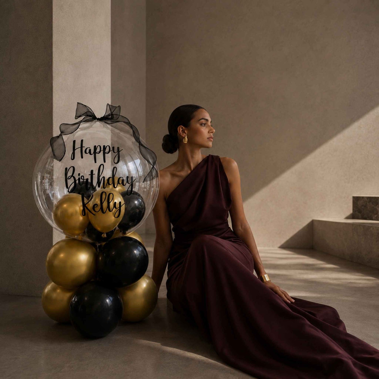 Personalized Gold Clear Bubble Balloon
