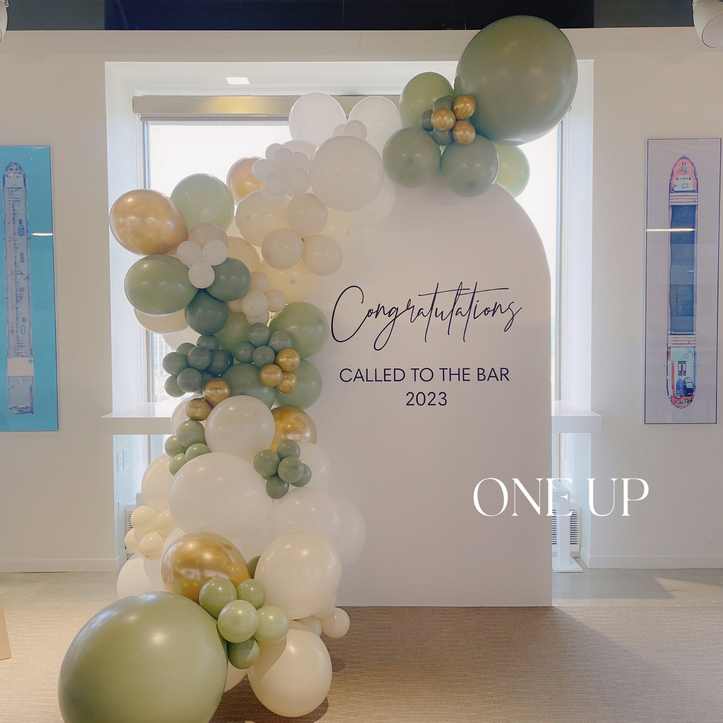 Soft Tones Customized Balloon Logo Backdrop Elegant