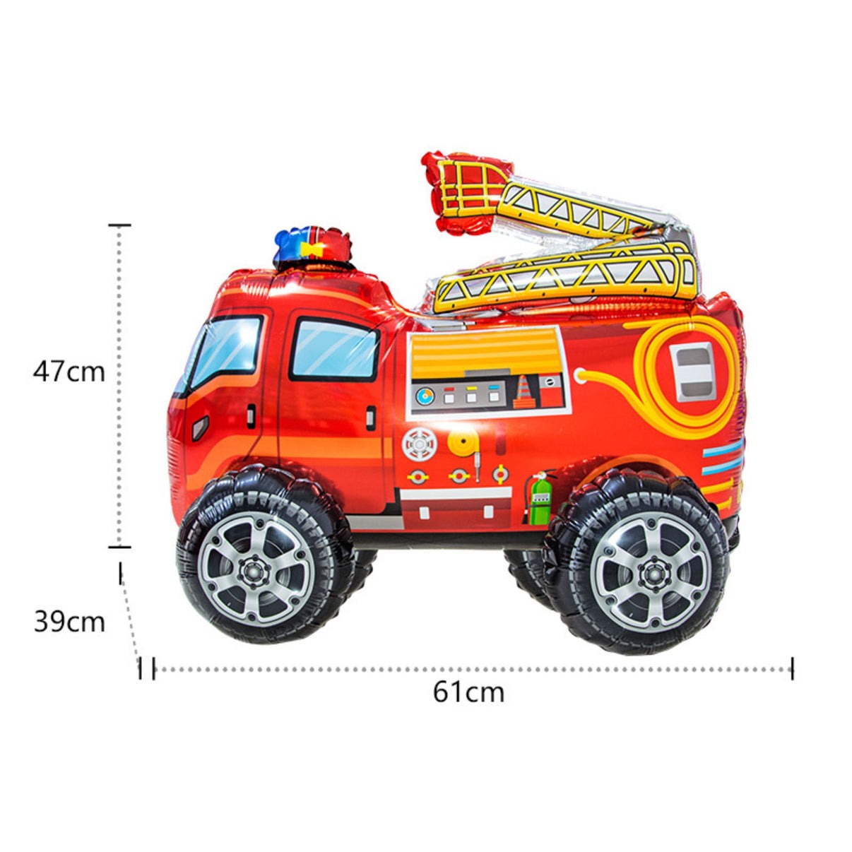 Firetruck Button Foil Balloon