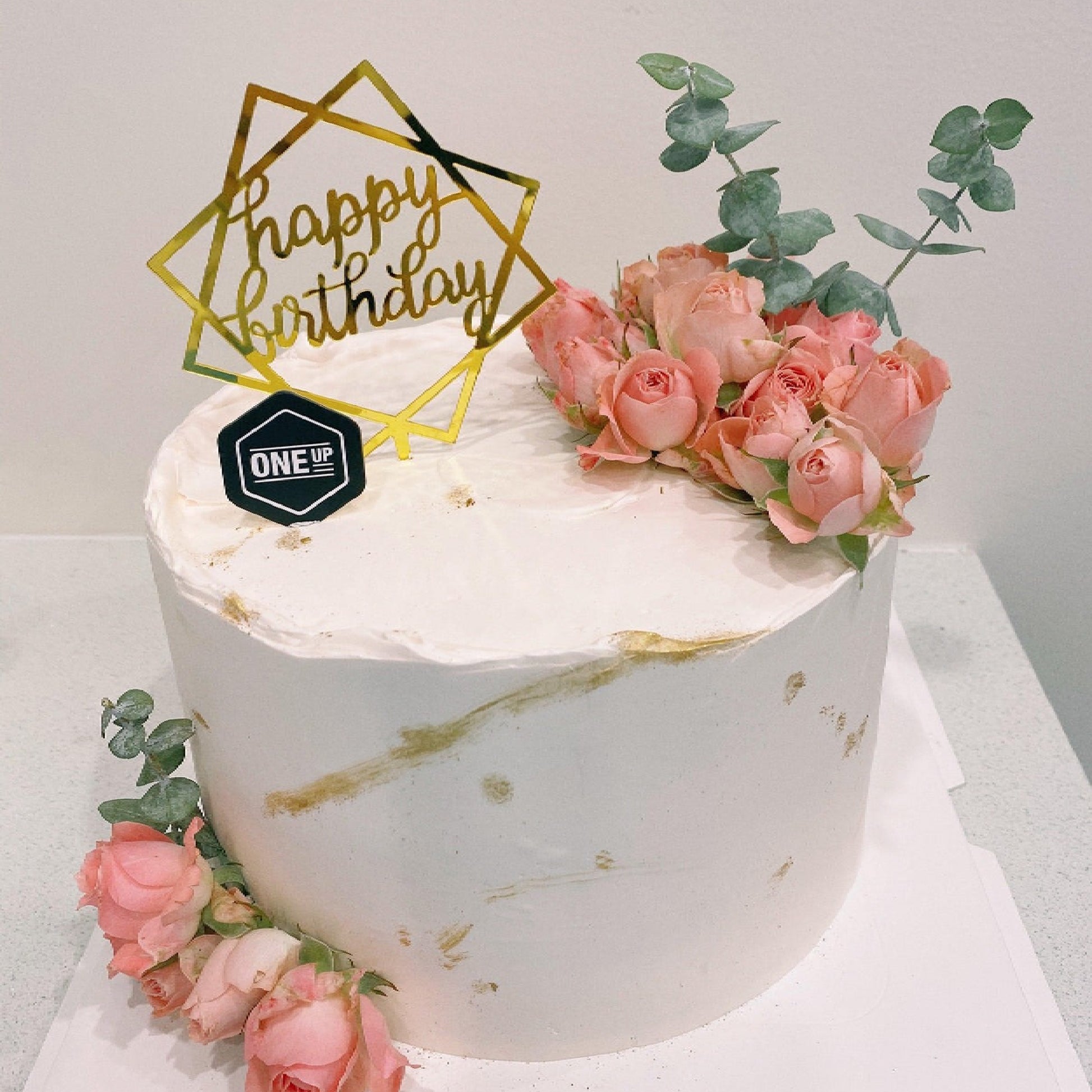 Vancouver Fresh Flower Spray Roses Naked Cake for birthday 