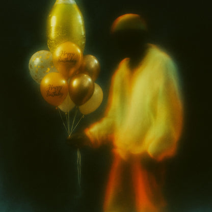 Gold Champagne Birthday Helium Confetti Balloon Bouquet