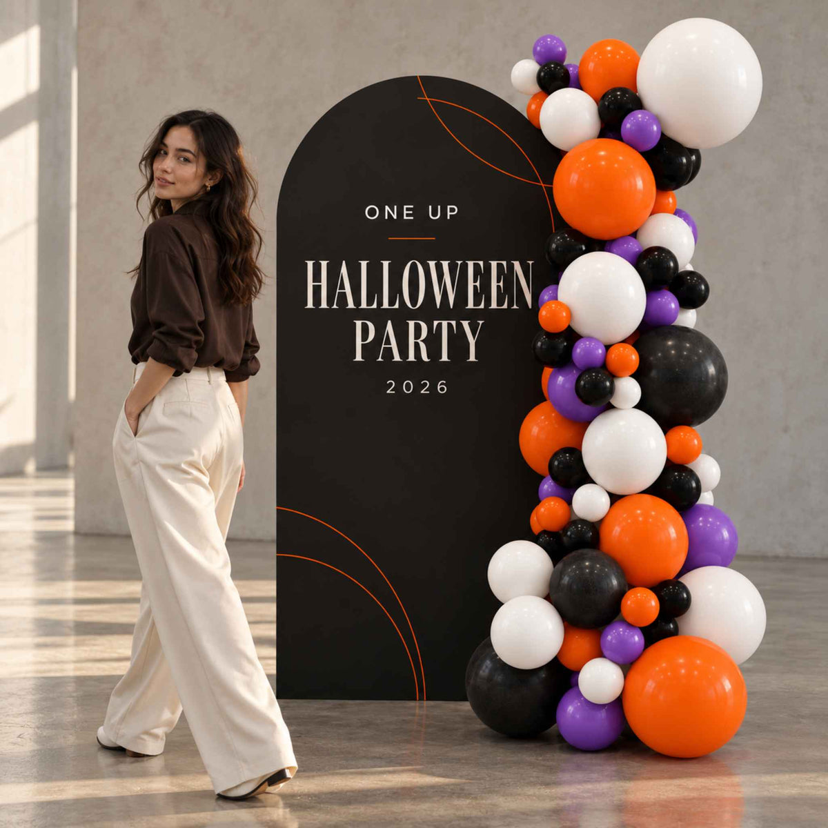 Halloween Custom Backdrop Balloon Set Up